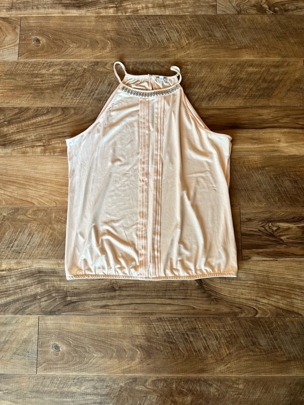 Express Cream Halter Neck Camisole with Beaded Trim